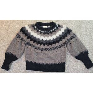Sleeping on Snow Anthropologie Fair Isle Embellished Sweater Cashmere Wool Sz M